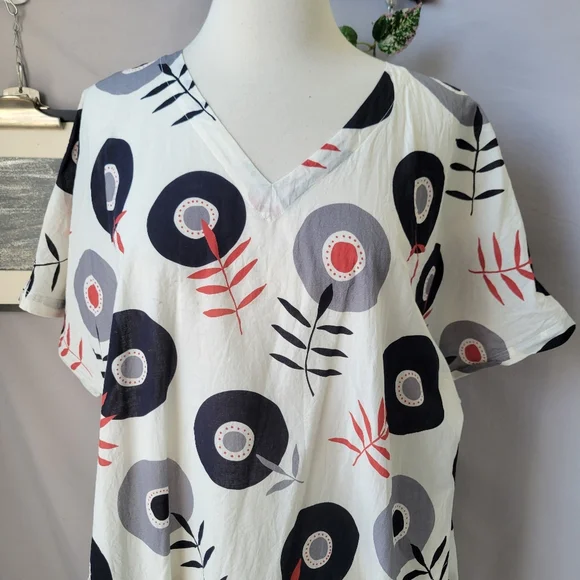 Gudrun Sjoden Julie Cotton Voile Floral V Neck Dress L - Picture 4 of 15